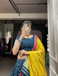 Load image into Gallery viewer, Navy Blue Color Printed With Zari Weaving Work Viscose Dola Silk Lehenga Choli Clothsvilla
