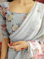 Off White Color Printed With Pearl Lace Border Georgette Saree Clothsvilla