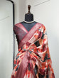 Load image into Gallery viewer, Maroon Color Printed With Zari Border Dola Silk Saree Clothsvilla