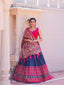 Blue Color Printed With Foil Work Dola Silk Lehenga Choli Clothsvilla