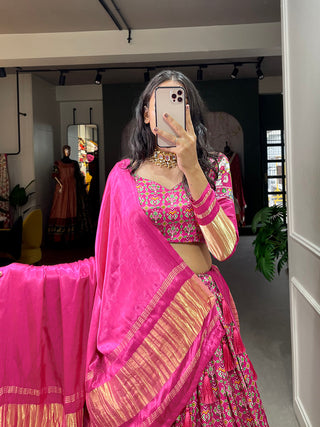 Pink Color Patola Printed Gaji Silk New Arrivals Lehenga Choli ClothsVilla