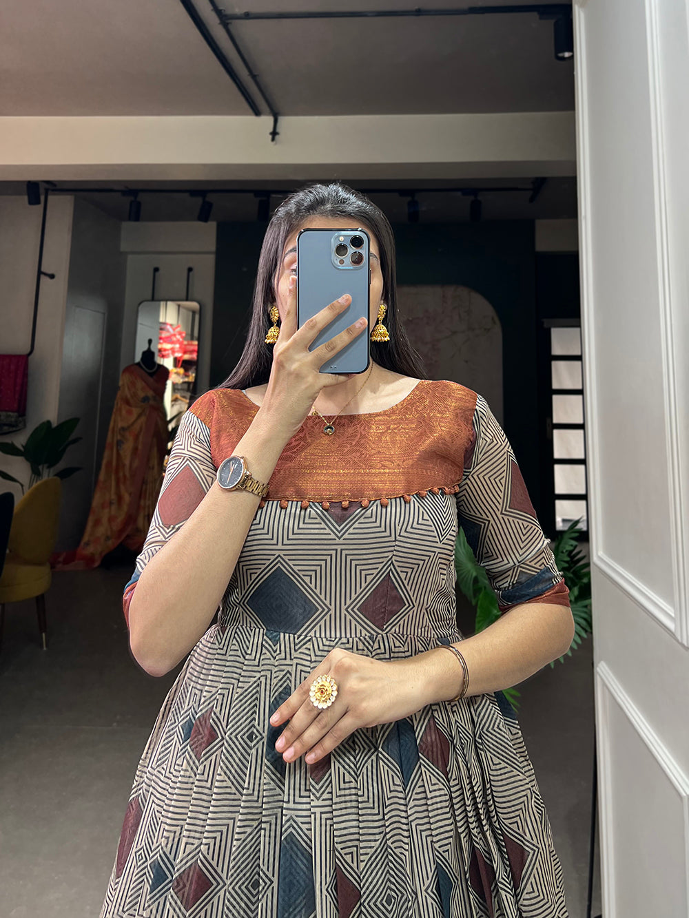Off White Color Print With Zari Patta  Soft Cotton Dress Clothsvilla