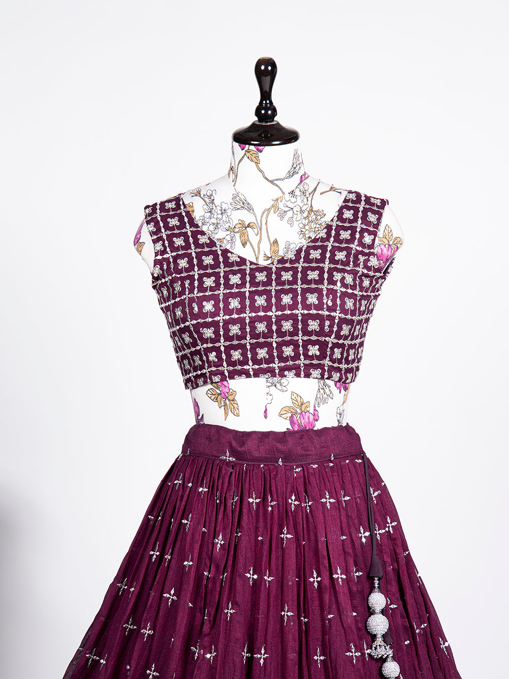 Wine Color Sequins Embroidery Work Neem Silk Lehenga Choli ClothsVilla.com