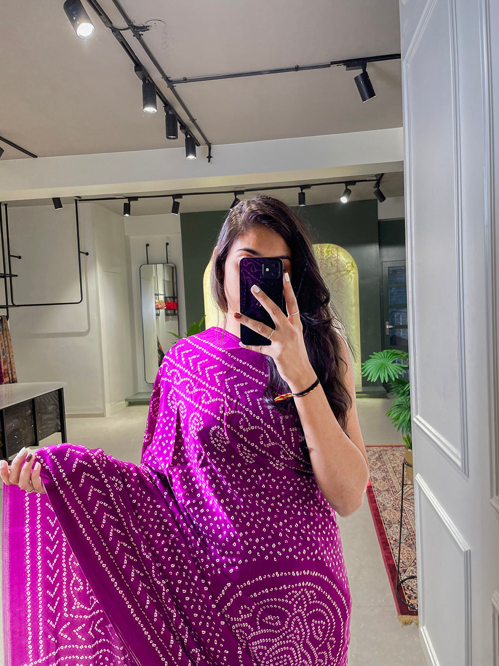 Wine Color Floral & Foil Work Gaji Silk Saree Clothsvilla