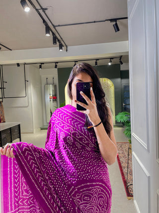 Wine Color Floral & Foil Work Gaji Silk Saree Clothsvilla
