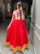 Load image into Gallery viewer, Red Color Weaving Zari Work Jacquard Silk Paithani Gown Clothsvilla