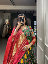 Load image into Gallery viewer, Red Color Digital Printed With Lagadi Patta Gaji Silk Lehenga Choli Clothsvilla