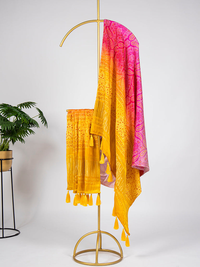 Multi Color Digital Printed Gaji Silk Dupatta Clothsvilla