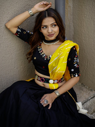 Black Color Plain Cotton Navaratri Chaniya Choli Clothsvilla