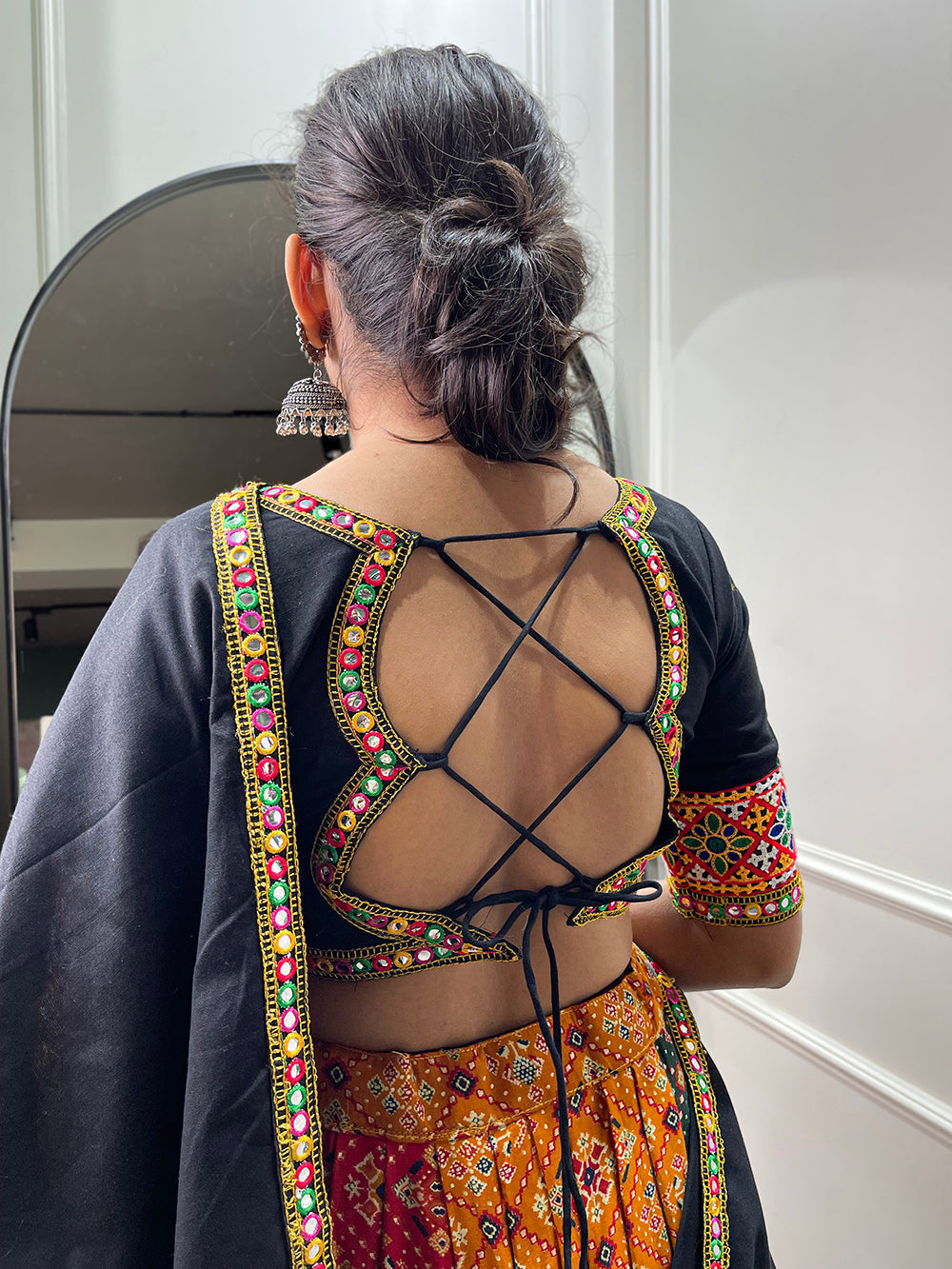 Multi Color Printed With Gamthi Work Cotton Lehenga Choli ClothsVilla.com