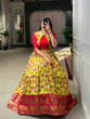 Load image into Gallery viewer, Mehendi Color Patola Paithani Printed And Foil Printed Silk Gown Clothsvilla