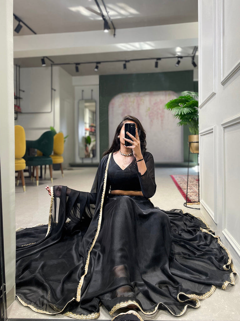 Black Color Rangoli Silk Party Wear Dress Clothsvilla