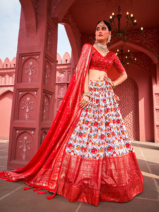 Red Color Haydrabadi Patola Printed Dola Silk Lehenga Choli Clothsvilla