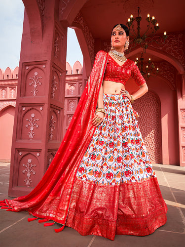 Red Color Haydrabadi Patola Printed Dola Silk Lehenga Choli Clothsvilla
