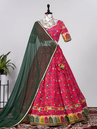 Rani Pink Color Crochet Sequins Embroidery Work Chinon Lehenga Choli Clothsvilla