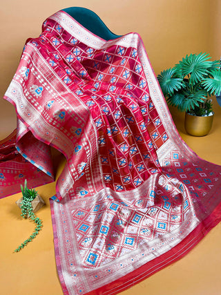 Red Color Weaving Work Organza Saree Clothsvilla