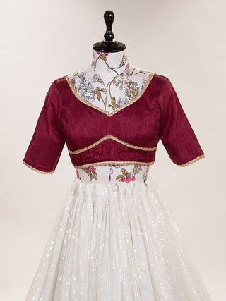 White Color Sequins And Thread Embroidery Work Georgette Lehenga Choli Clothsvilla