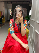 Load image into Gallery viewer, Red Color Foil Printed Dola Silk Gown Clothsvilla