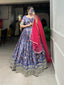 Lavender Color Digital Printed Sequins And Embroider Work Chinon Weeding Lehenga Choli Clothsvilla