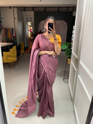 Lavender Color Plain Melanin Silk Saree Clothsvilla