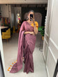 Load image into Gallery viewer, Lavender Color Plain Melanin Silk Saree Clothsvilla