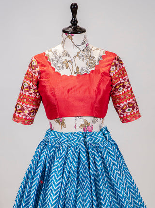 Blue Color Leheriya Patola Print Chinon Lehenga Choli Clothsvilla