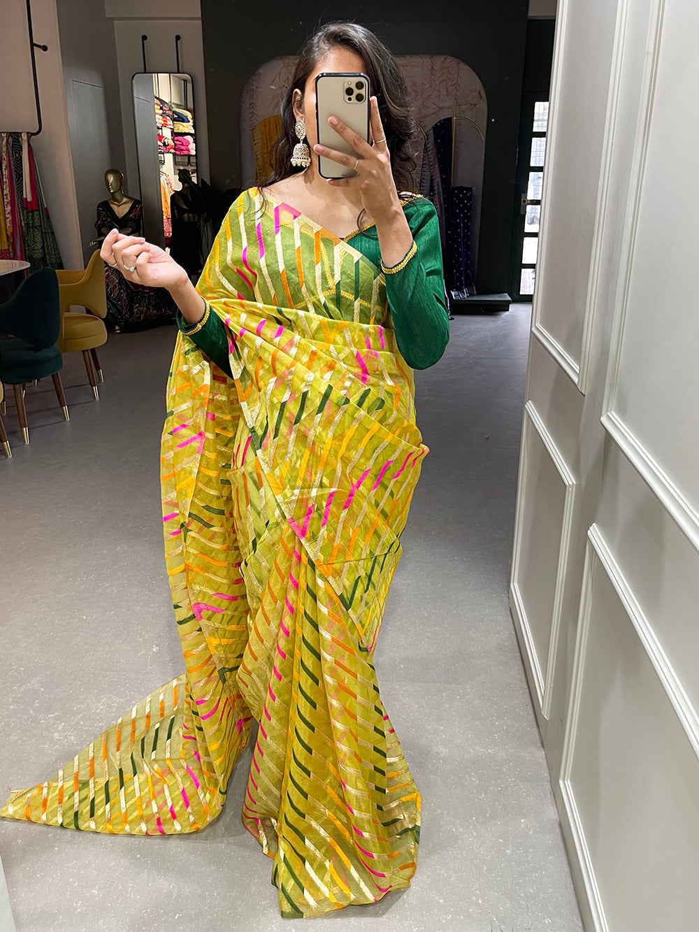 Lemon Color Zari Weaving Work Organza Saree Clothsvilla