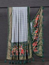 Load image into Gallery viewer, Light Green Color Digital Floral Printed Dola Silk Clothsvilla