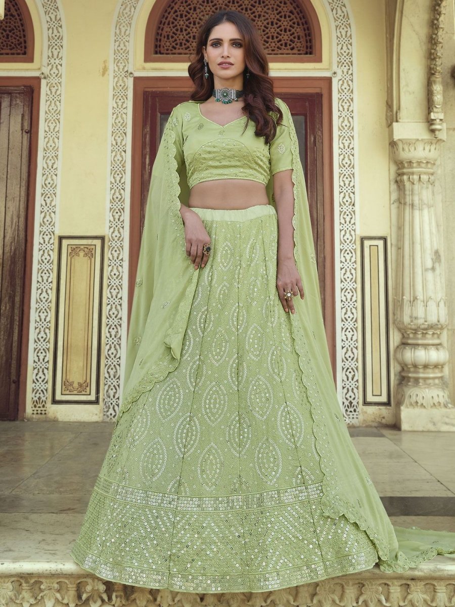 Light Green Georgette Festive Lehenga Choli Clothsvilla