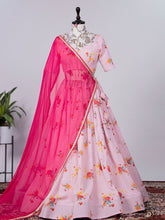 Load image into Gallery viewer, Light Pink Color Crochet Sequins Embroidery Work Chinon Lehenga Choli Clothsvilla