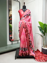 Load image into Gallery viewer, Light Pink Color Printed With Zari Border Dola Silk Fancy Saree Clothsvilla