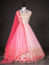 Load image into Gallery viewer, Light Pink Color Sequins Embroidery Work Net Lehenga Choli With Dupatta Clothsvilla