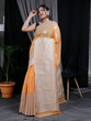 Load image into Gallery viewer, Linen Silk Silver Zari Woven Big Border Orange Clothsvilla