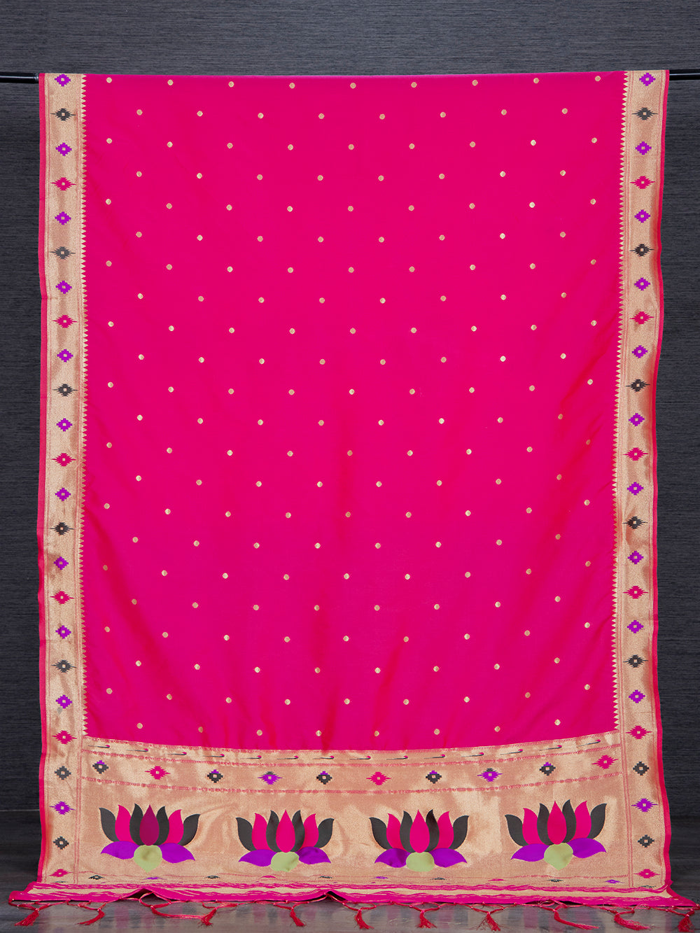 Lotus Color Zari Weaving Work Jacquard Paithani Dupatta Secondary image