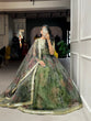 Load image into Gallery viewer, Mehndi Color Printed And Sequins Embroidery Lace Border Organza Lehenga Choli ClothsVilla.com