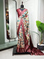 Maroon Color Printed With Zari Border Dola Silk Saree Clothsvilla