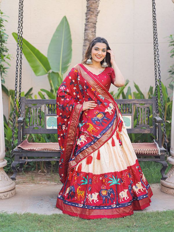 Maroon Color Printed With Foil Work Dola Silk Lehenga Choli ClothsVilla.com