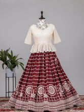 Load image into Gallery viewer, Maroon Color Paper Mirror and Thread Embroidery Work Georgette Lehenga Choli Clothsvilla