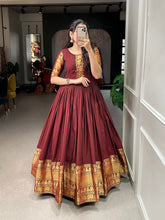 Load image into Gallery viewer, Maroon Color Zari Weaving Work Narayan Pet (Cotton) Dress Clothsvilla