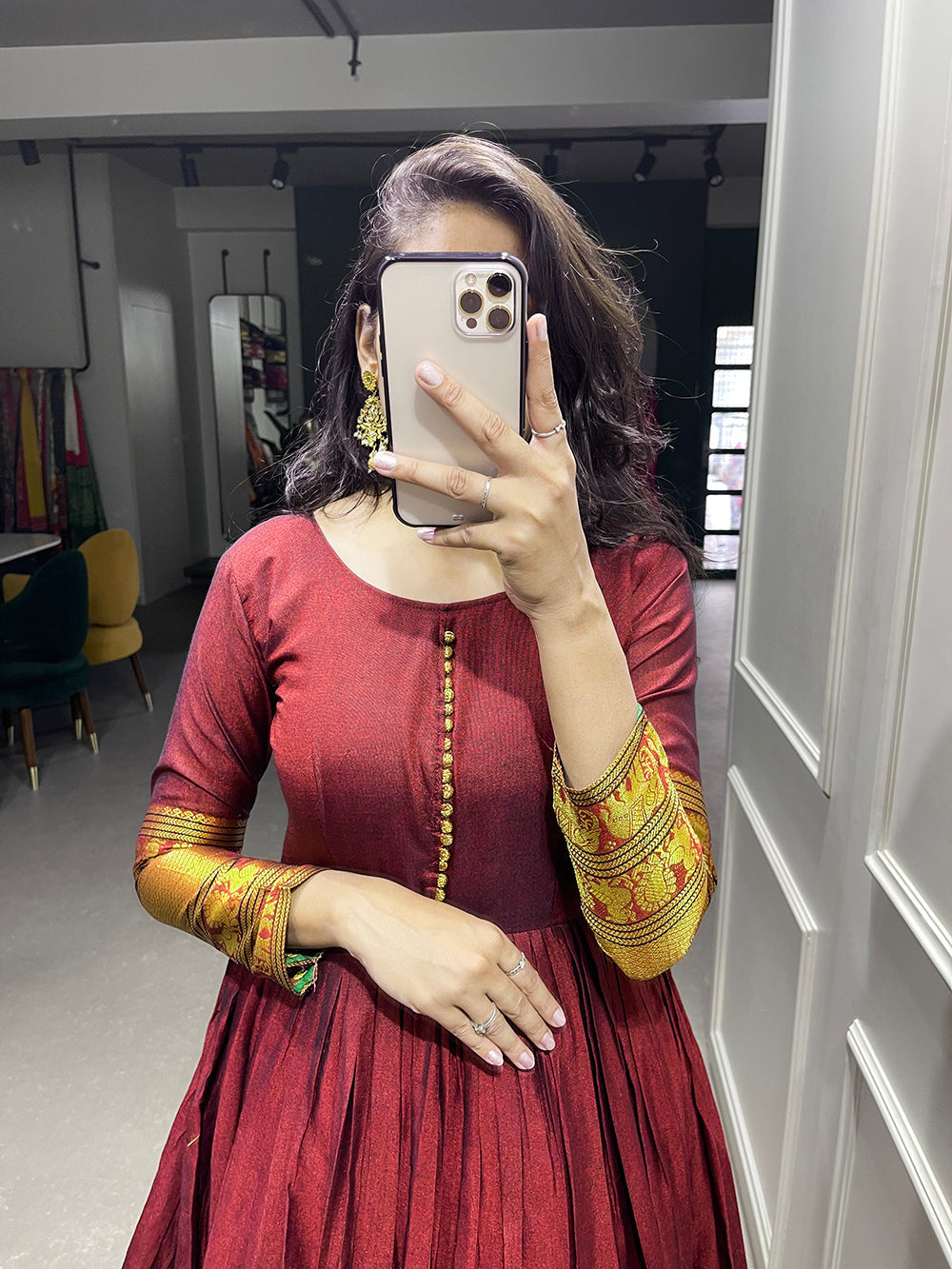 Maroon Color Zari Weaving Work Narayan Pet Cotton Gown Clothsvilla