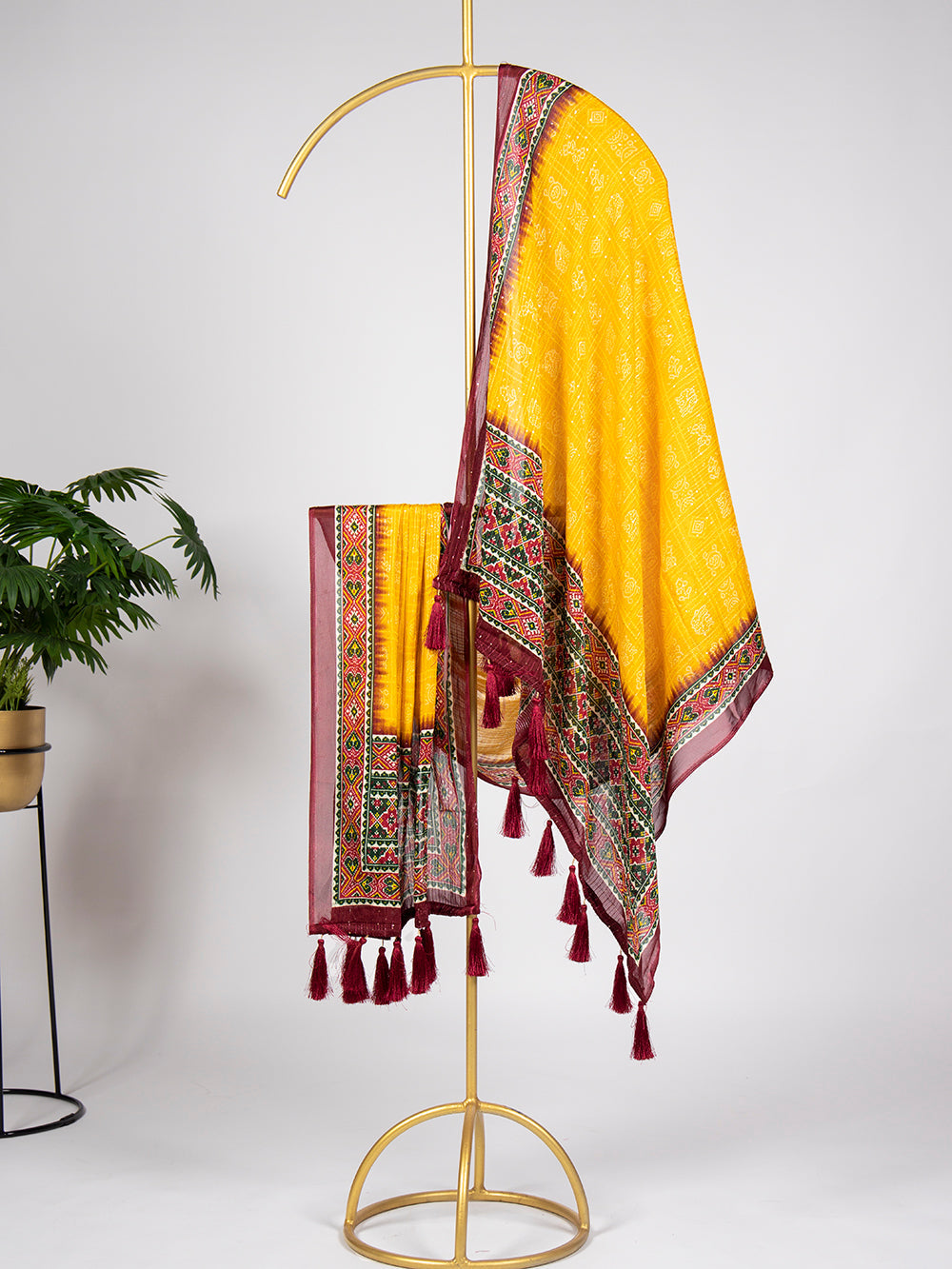Maroon Color Sequins And Thread Work Pure Chinon Dupatta Clothsvilla