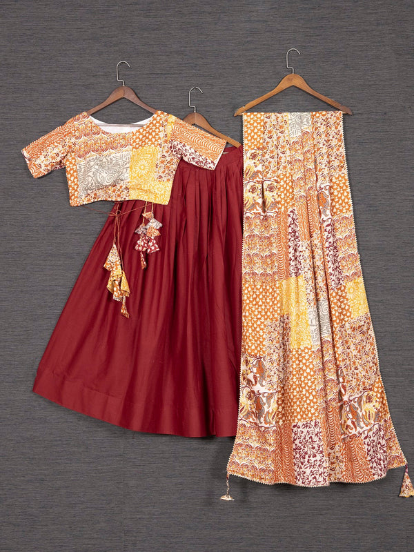 Maroon Color Pure Cotton Chaniya Choli Set Clothsvilla