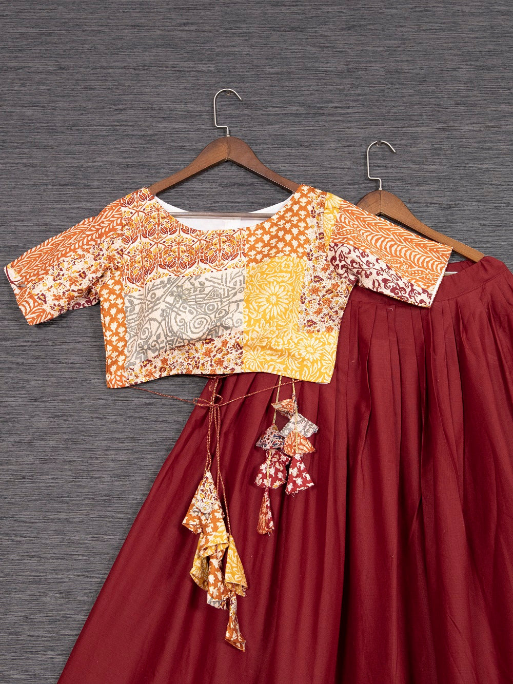 Maroon Color Pure Cotton Chaniya Choli Set Clothsvilla