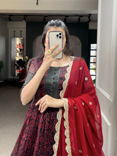 Load image into Gallery viewer, Maroon Color Printed With Weaving Work Patta Soft Chanderi  Dress Clothsvilla