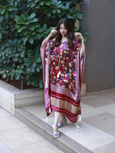 Load image into Gallery viewer, Maroon Color Digital Printed Pure Gaji Silk Kaftan Clothsvilla