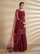 Load image into Gallery viewer, Maroon Georgette Wedding Sharara Suit Clothsvilla