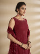 Load image into Gallery viewer, Maroon Georgette Wedding Sharara Suit Clothsvilla
