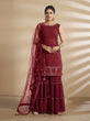 Load image into Gallery viewer, Maroon Georgette Wedding Sharara Suit Clothsvilla