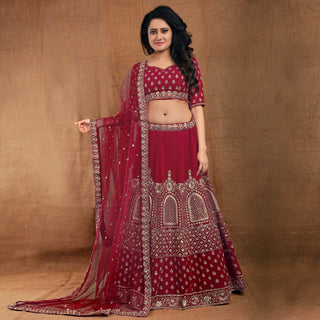 Maroon Party Wear Sequins Embroidered Georgette Lehenga Choli Clothsvilla
