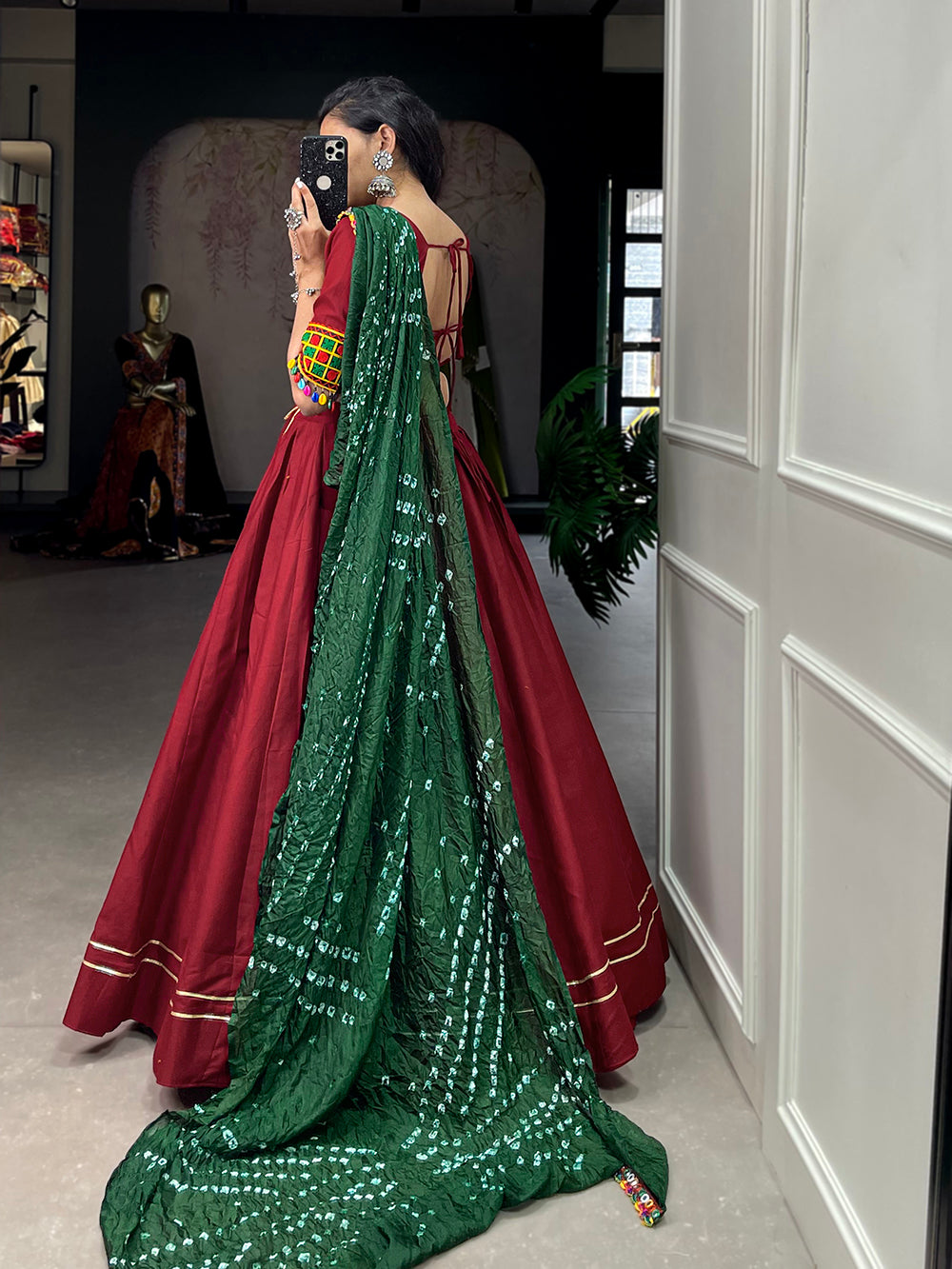 Maroon Color Plain With Gotta Patti Lace Border Cotton Lehenga Choli ClothsVilla